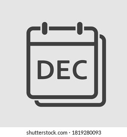 Vector icon calendar autumn month - December. Square sign of the season. Vector icon illustration. Date day of month Sunday, Monday, Tuesday, Wednesday, Thursday, Friday, Saturday. Holidays date.