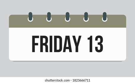 Vector icon calendar - date Fraiday 13. Rectangle page pictogram symbol of misfortune. Vector illustration. Date day of month - Friday. Flat style for web design.