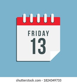 Calendario del icono del vector - fecha Fraiday 13. Símbolo cuadrado del pictograma de la desgracia. Ilustración vectorial. Fecha día del mes - viernes. Estilo plano para el diseño web.