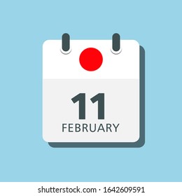 Vector Icon calendar day - 11 February. Days f the year. Date day of month Sunday, Monday, Tuesday, Wednesday, Thursday, Friday, Saturday. Holidays in February. Anniversary, Independence Day Turkey.