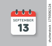 Vector icon calendar day - 13 September. Days of the year vector illustration flat style. Date day of month Sunday, Monday, Tuesday, Wednesday, Thursday, Friday, Saturday. Autumn holidays in September