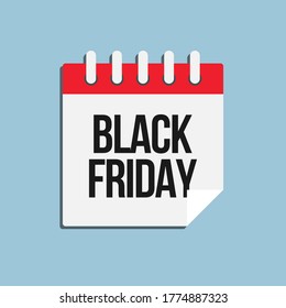 Vector icon calendar day - Black Friday - big sale. Concept flat style for your business, marketing, promo, website. Vector element for card, flyer, poster, coupon, sticker.