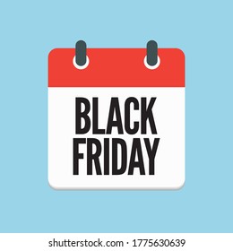 Vector icon calendar day - Black Friday - big sale. Concept flat style for your business, marketing, promo, website. Vector element for card, flyer, poster, coupon, sticker.