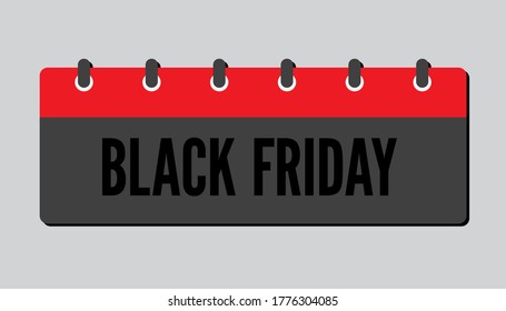 Vektorsymbol Kalendertag - Schwarzer Freitag - großer Verkauf. Konzept flach Stil für Ihr Geschäft, Marketing, Promo, Website. Vektorelement für Karte, Flyer, Poster, Coupon, Aufkleber.