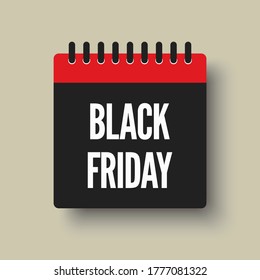 Vektorsymbol Kalendertag - Schwarzer Freitag - großer Verkauf. Konzept flach Stil für Ihr Geschäft, Marketing, Promo, Website. Vektorelement für Karte, Flyer, Poster, Coupon, Aufkleber.