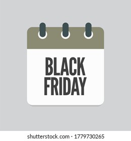 Vector icon calendar day - Black Friday - big sale. Concept flat style for your business, marketing, promo, website. Vector element for card, flyer, poster, coupon, sticker.