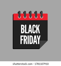 Vector icon calendar day - Black Friday - big sale. Concept flat style for your business, marketing, promo, website. Vector element for card, flyer, poster, coupon, sticker.