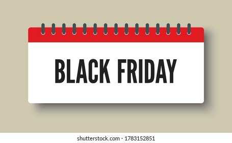 Vector icon calendar day - Black Friday - big sale. Concept flat style for your business, marketing, promo, website. Vector element for card, flyer, poster, coupon, sticker.