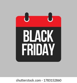 Vector icon calendar day - Black Friday - big sale. Concept flat style for your business, marketing, promo, website. Vector element for card, flyer, poster, coupon, sticker.