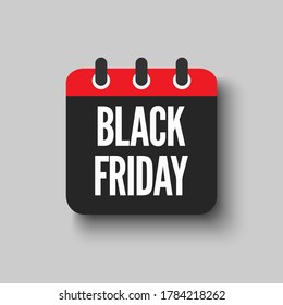 Icono vector día calendario - Viernes Negro - gran venta. Concepto de estilo plano para su negocio, marketing, promoción, sitio web. Elemento vectorial para tarjeta, volante, póster, cupón, pegatina.