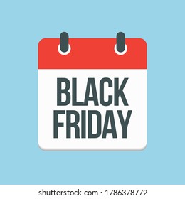 Icono vector día calendario - Viernes Negro - gran venta. Concepto de estilo plano para su negocio, marketing, promoción, sitio web. Elemento vectorial para tarjeta, volante, póster, cupón, pegatina.