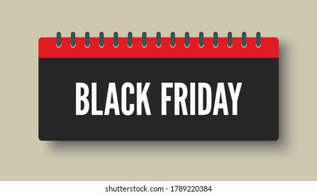 Vector icon calendar day - Black Friday - big sale. Concept flat style for your business, marketing, promo, website. Vector element for card, flyer, poster, coupon, sticker.