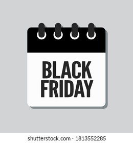 Icono vector día calendario - Viernes Negro - gran venta. Concepto de estilo plano para su negocio, marketing, promoción, sitio web. Elemento vectorial para tarjeta, volante, póster, cupón, pegatina.