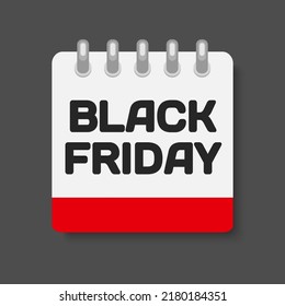 Icono vector día calendario - Viernes Negro - gran venta. Concepto de estilo plano para su negocio, marketing, promoción, sitio web. Elemento vectorial para tarjeta, volante, póster, cupón, pegatina.