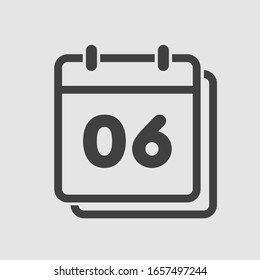 Icono vector día calendario - número 6. Días del año. Estilo plano de ilustración vectorial. Fecha día del mes Domingo, Lunes, Martes, Miércoles, Jueves, Viernes, Sábado. Fechas festivas.