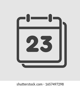 Icono vector día calendario - número 23. Días del año. Estilo plano de ilustración vectorial. Fecha día del mes Domingo, Lunes, Martes, Miércoles, Jueves, Viernes, Sábado. Fechas festivas.