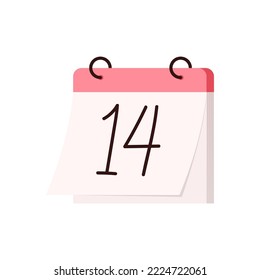 Vector icon calendar day - number 14. Happy Valentine's Day party poster. Valentine's Day banner.