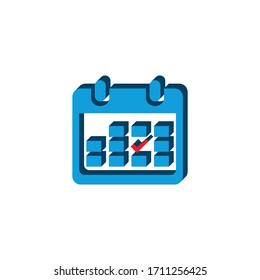 Calendario isométrico del icono del vector. Signo 3d aislado en fondo blanco.