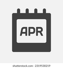 Vector icon calendar month - April. Vector icon illustration flat minimal style. Agenda app of month. Day -Sunday, Monday, Tuesday, Wednesday, Thursday, Friday, Saturday. To do list, reminder