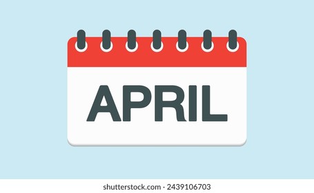 Vector icon calendar month - April. Vector icon illustration flat minimal style. Agenda app of month. Day -Sunday, Monday, Tuesday, Wednesday, Thursday, Friday, Saturday. To do list, reminder
