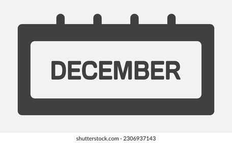 Vektorsymbol Kalendermonat - Dezember. Vektorsymbol Illustration flach minimaler Stil. Agenda ca. Tag -Sonntag, Montag, Dienstag, Mittwoch, Donnerstag, Freitag, Samstag. Erinnern, um Liste auszuführen