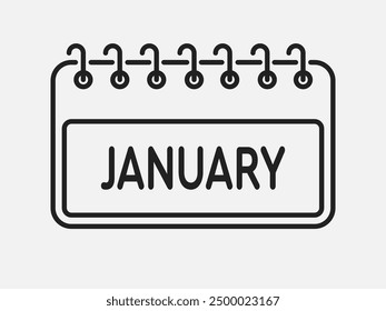 Vector icon calendar month - January. Vector icon illustration flat minimal style. Agenda app of month. Day - Sunday, Monday, Tuesday, Wednesday, Thursday, Friday, Saturday. To do list, reminder