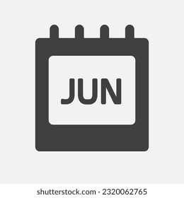 Vector icon calendar month - June. Vector icon illustration flat minimal style. Agenda app of month. Day -Sunday, Monday, Tuesday, Wednesday, Thursday, Friday, Saturday. To do list, reminder