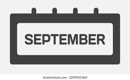 Mes del calendario de iconos del vector - Septiembre. Ilustración de icono del vector estilo mínimo plano. Aplicación de agenda del mes. Día -domingo, lunes, martes, miércoles, jueves, viernes, sábado. Para hacer la lista, recordatorio