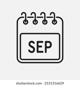 Vector icon calendar month - September. Vector icon illustration flat minimal style. Date list of month, to-do list. Calendar on the wall. Pictogram of schedule and planning