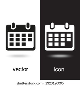 Vector icon calendar on black and white background