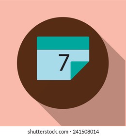 Vector icon of "calendar" on a brown circle with a long shadow 