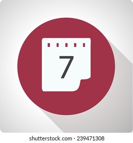 Vector icon "Calendar" on a red circle with a long shadow