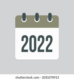 Vector icon calendar page with year 2022. Vector illustration. Annual date, meeting, appointment. Agenda app, business deadline, date page icon. Organizer concept