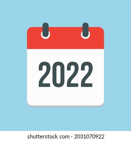 Página de calendario de iconos del vector con el año 2022. Ilustración vectorial. Fecha anual, reunión, cita. Aplicación de agenda, fecha límite de negocio, icono de página de fecha. Concepto de organizador