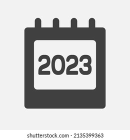 Página del calendario de iconos del vector - año 2023. Anual, reunión, cita. Aplicación de agenda, plazo de negocios. Se puede utilizar para procesos, presentaciones, diseño, banner y grafo