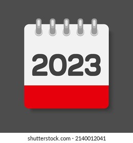 Página del calendario de iconos del vector - año 2023. Anual, reunión, cita. Aplicación de agenda, plazo de negocios. Se puede utilizar para procesos, presentaciones, diseño, banner y grafo