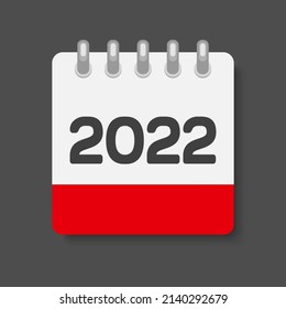 Vector Icon Calendar Page - Year 2022. Annual, Meeting, Appointment. Agenda App, Business Deadline. Can Be Used For Process, Presentation, Layout, Banner And Graph