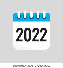 Vector icon calendar page in the year 2022. Pictogram template for anniversary, reminder, schedule, planning. Annual calendar on the wall for date, meeting, appointment. Symbol 2022