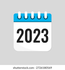 Vector icon calendar page in the year 2023. Pictogram template for anniversary, reminder, schedule, planning. Annual calendar on the wall for date, meeting, appointment. Symbol 2023