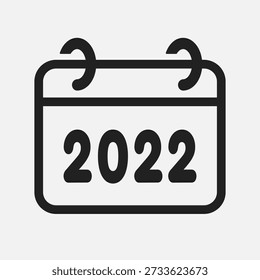 Kalenderseite des Vektorsymbols im Jahr 2022. Piktogrammvorlage für Jubiläum, Erinnerung, Zeitplan, Planung. Jahreskalender an der Wand für Datum, Sitzung, Termin. Symbol 2022