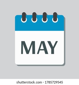 Vector icon calendar spring month - May Sign of the year. Vector icon illustration flat style. Date day of month Sunday, Monday, Tuesday, Wednesday, Thursday, Friday, Saturday. Holidays date.