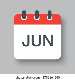 Vector icon calendar summer month - June. Sign of the year. Vector illustration.
