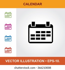 Vector Icon Of Calendar With Title & Small Multicolored Icons. Eps-10.