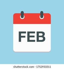 Mes de invierno del calendario de iconos vectores - Febrero. Signo del año. Ilustración vectorial.