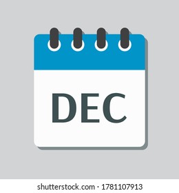 Vector icon calendar winter month - December. Sign of the year. Vector icon illustration flat style. Date day of month Sunday, Monday, Tuesday, Wednesday, Thursday, Friday, Saturday. Holidays date.