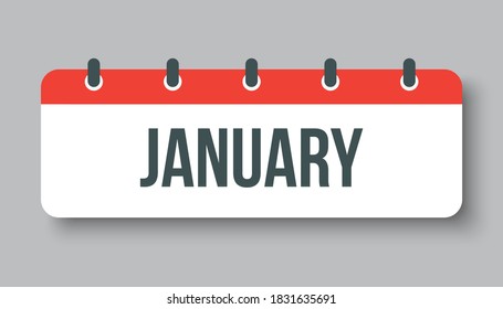 Vector icon calendar winter month - January. Horizontal sign of the season. Vector icon illustration. Date day of month Sunday, Monday, Tuesday, Wednesday, Thursday, Friday, Saturday. Holidays date.