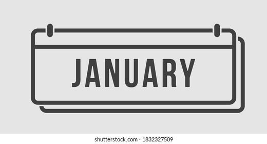 Vector icon calendar winter month - January. Horizontal sign of the season. Vector icon illustration. Date day of month Sunday, Monday, Tuesday, Wednesday, Thursday, Friday, Saturday. Holidays date.