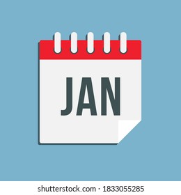Vector icon calendar winter month - January. Square sign of the season. Vector icon illustration. Date day of month Sunday, Monday, Tuesday, Wednesday, Thursday, Friday, Saturday. Holidays date.