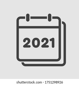 Vector icon calendar year - 2021. Vector illustration. Annual date, meeting, appointment.