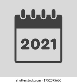 Vektorsymbol Kalenderjahr - 2021. Vektorgrafik. Datum, Sitzung, Ernennung.